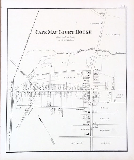 Cape May Court House map Original 1878 New Jersey Shore Etsy