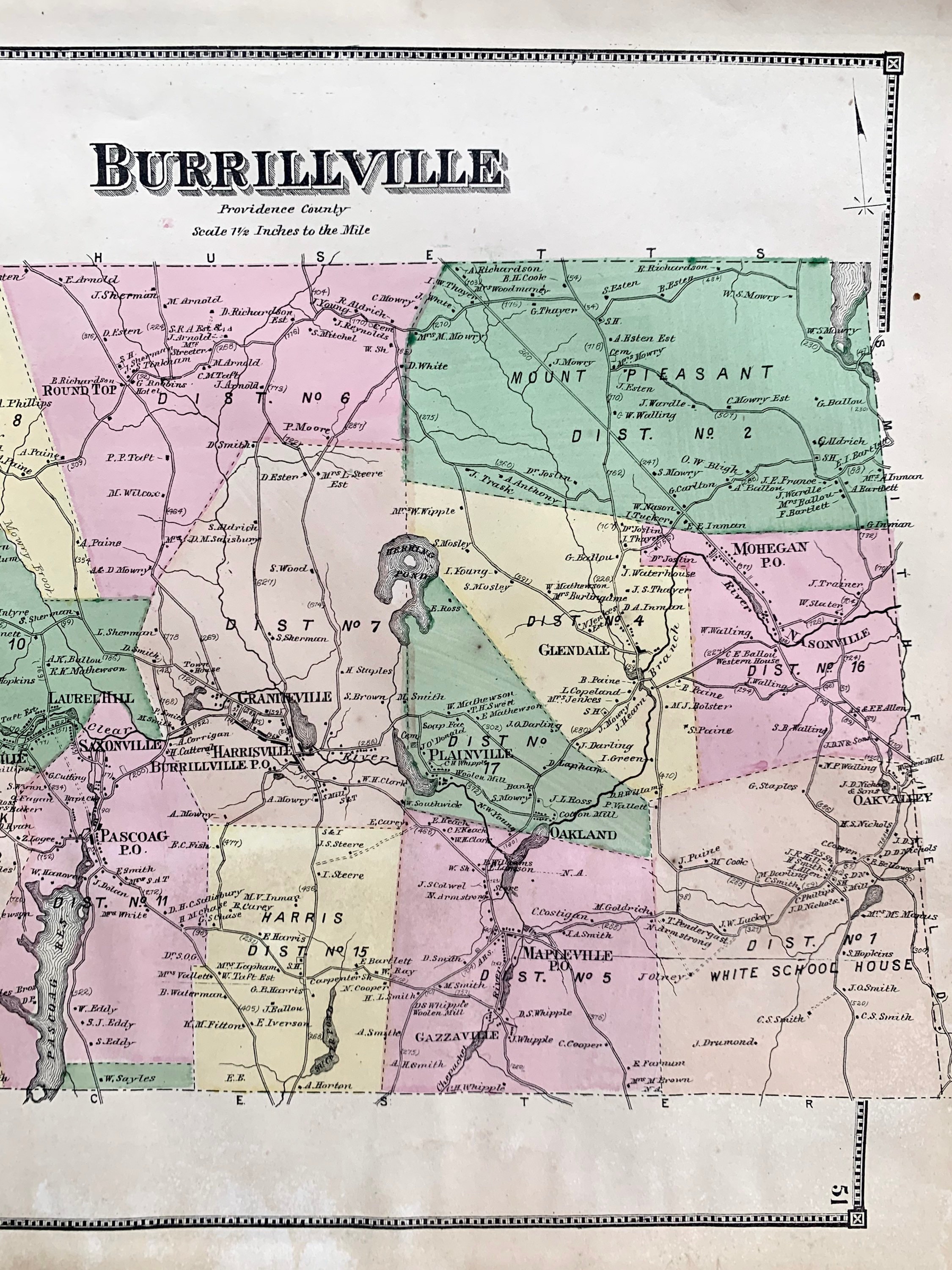 Burrillville map Original 1870 Rhode Island Atlas Providence Etsy.de