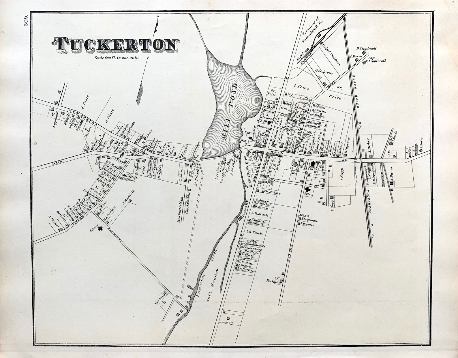 Tuckerton Map Original 1878 New Jersey Shore Atlas Ocean Etsy