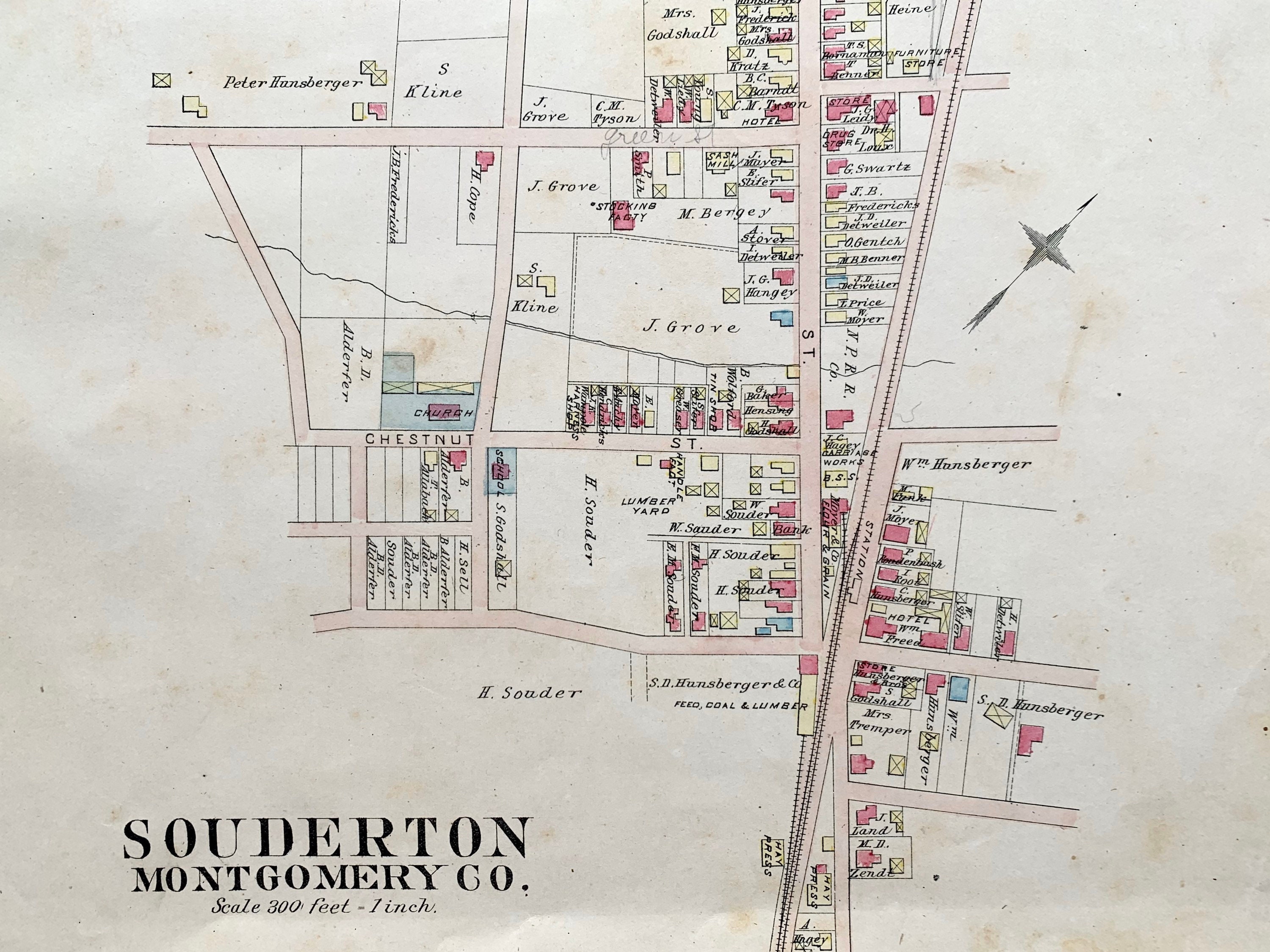 Antique Souderton Map Original 1886 North Pennsylvania - Etsy UK