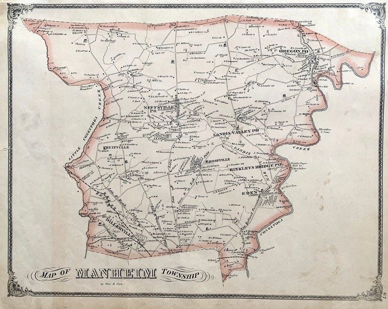 Lancaster Map Original 1875 Lancaster County Atlas | Etsy