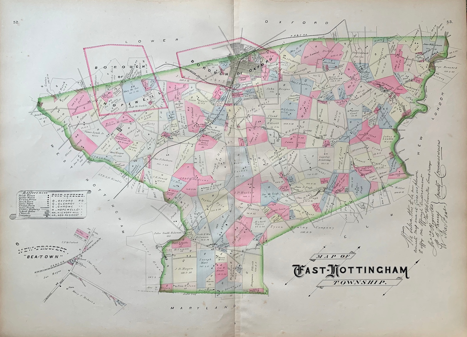 East Nottingham Township Map Original 1883 Chester County Etsy