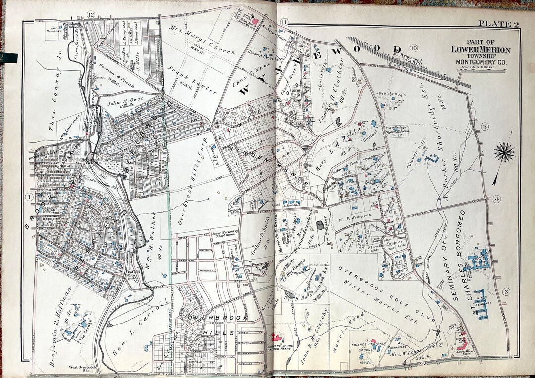 Wynnewood Map, Original 1926 Main Line Atlas Map, Lower Merion Township Etsy
