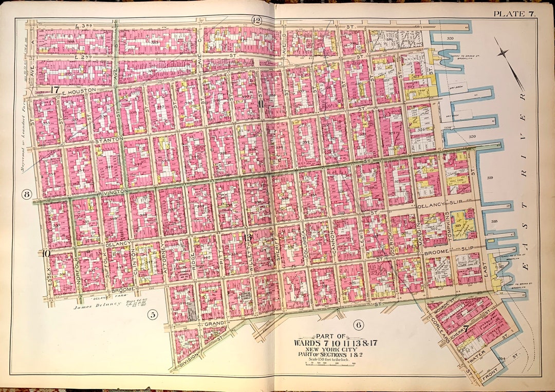 Lower East Side Map, Original 1894 Manhattan Island Atlas, Williamsburg 