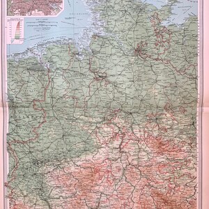 Germany Map, Original 1922 Times Atlas, Berlin, Hamburg, Düsseldorf