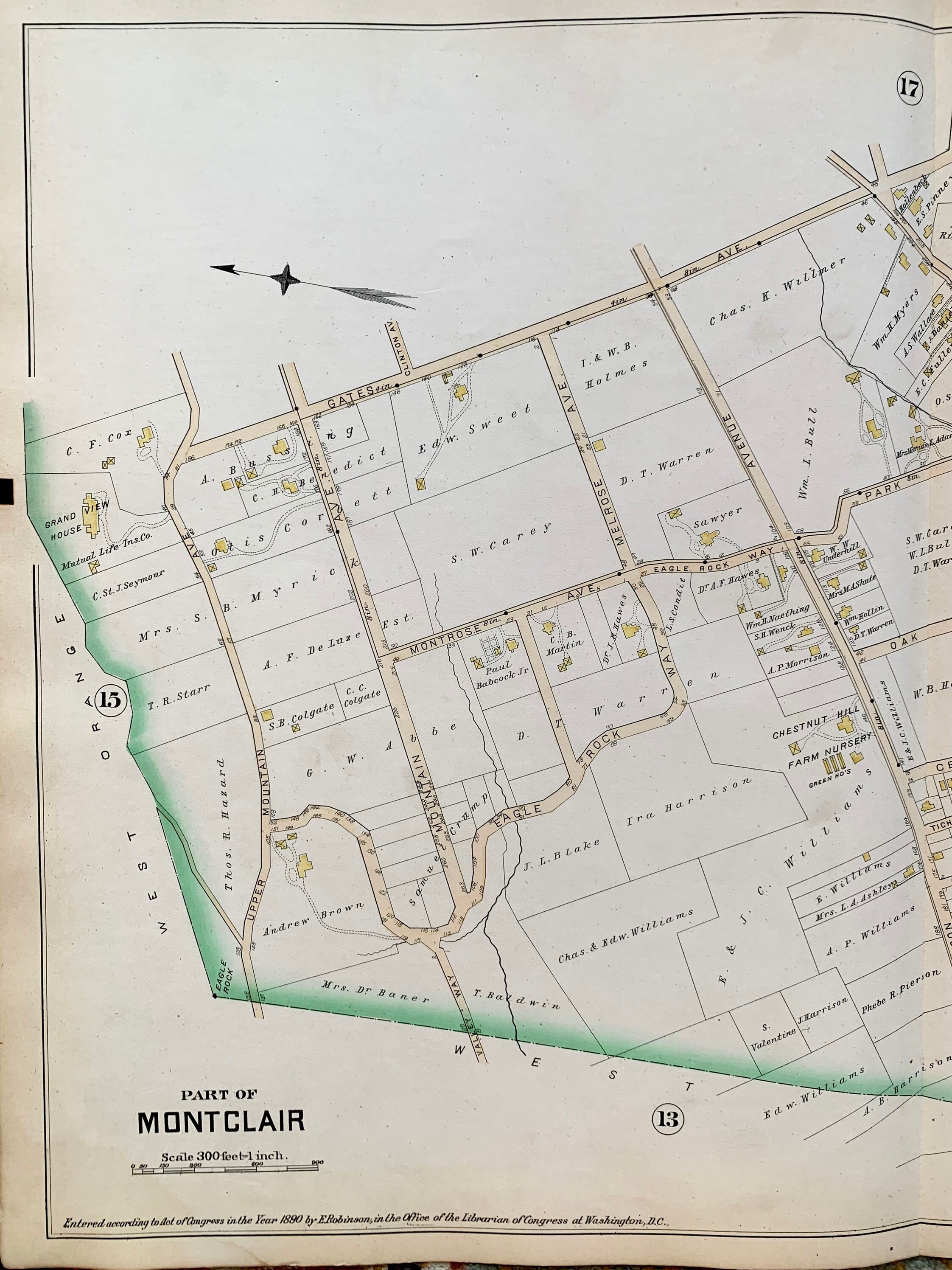 Montclair Township Map, Original 1890 Essex County Atlas, South End - Etsy