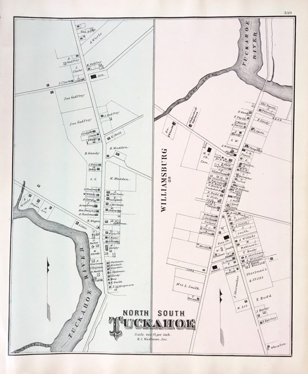 Tuckahoe Map, Original 1878 New Jersey Shore Atlas, Cape May County Etsy