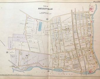Belleville Township map, Original 1890 Essex County atlas, Silver Lake