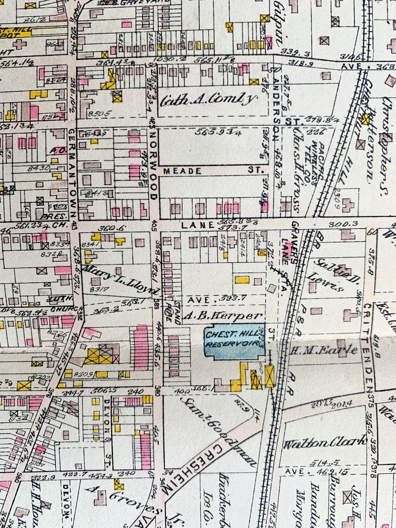 Chestnut Hill Map Original 1910 Philadelphia Atlas Chestnut Etsy