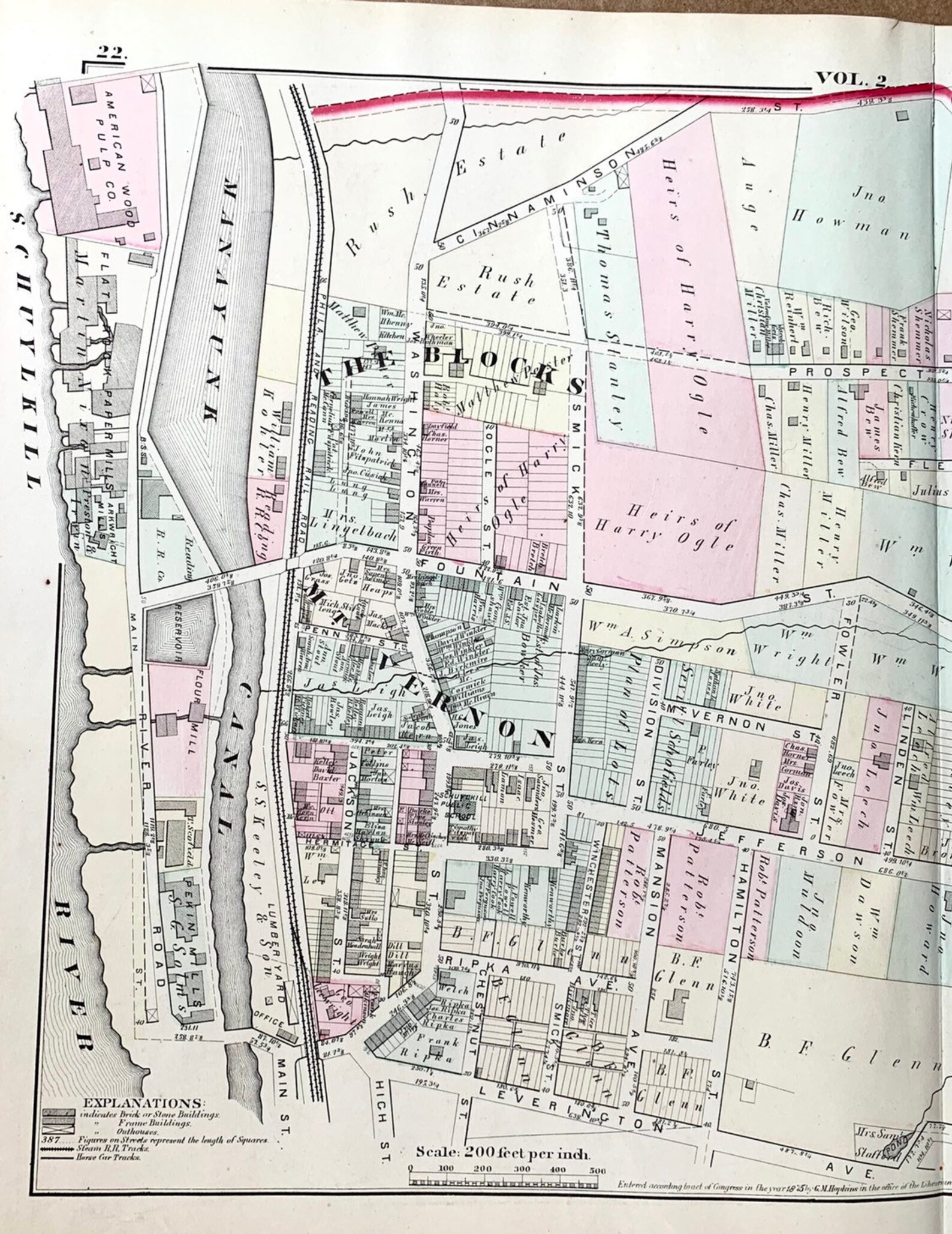 Roxborough map Original 1875 City of Philadelphia Atlas map Etsy