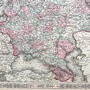 Antique Russia Map, Original 1868 Johnson and Ward Atlas, Moscow, image 3