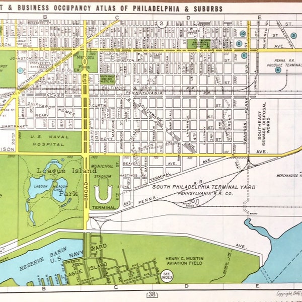 South Philadelphia Map, Original 1946, Franklins map, citizens bank park