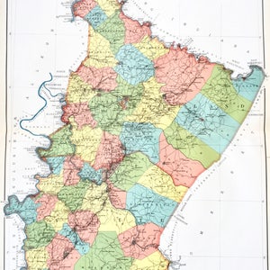 Westmoreland and Fayette County map, Original 1900 State of Pennsylvania Atlas map, Latrobe