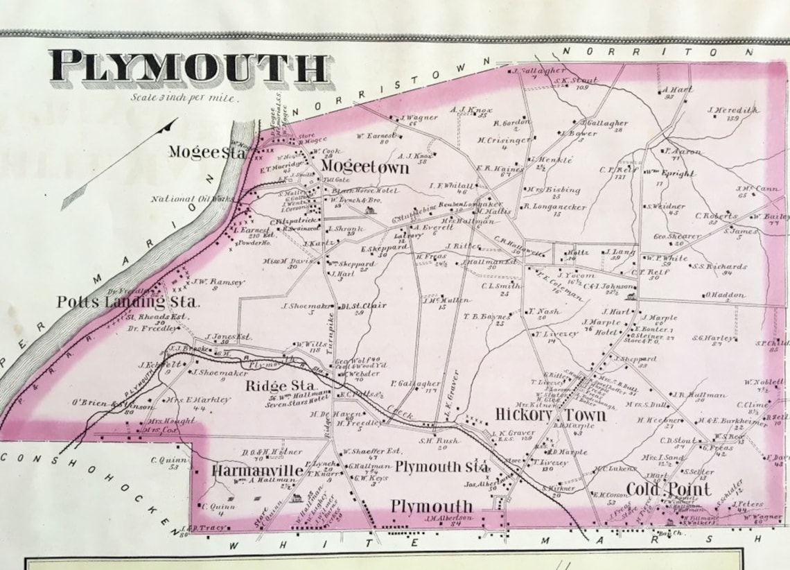 1877 Plymouth Township Montgomery County Pennsylvania Atlas Etsy