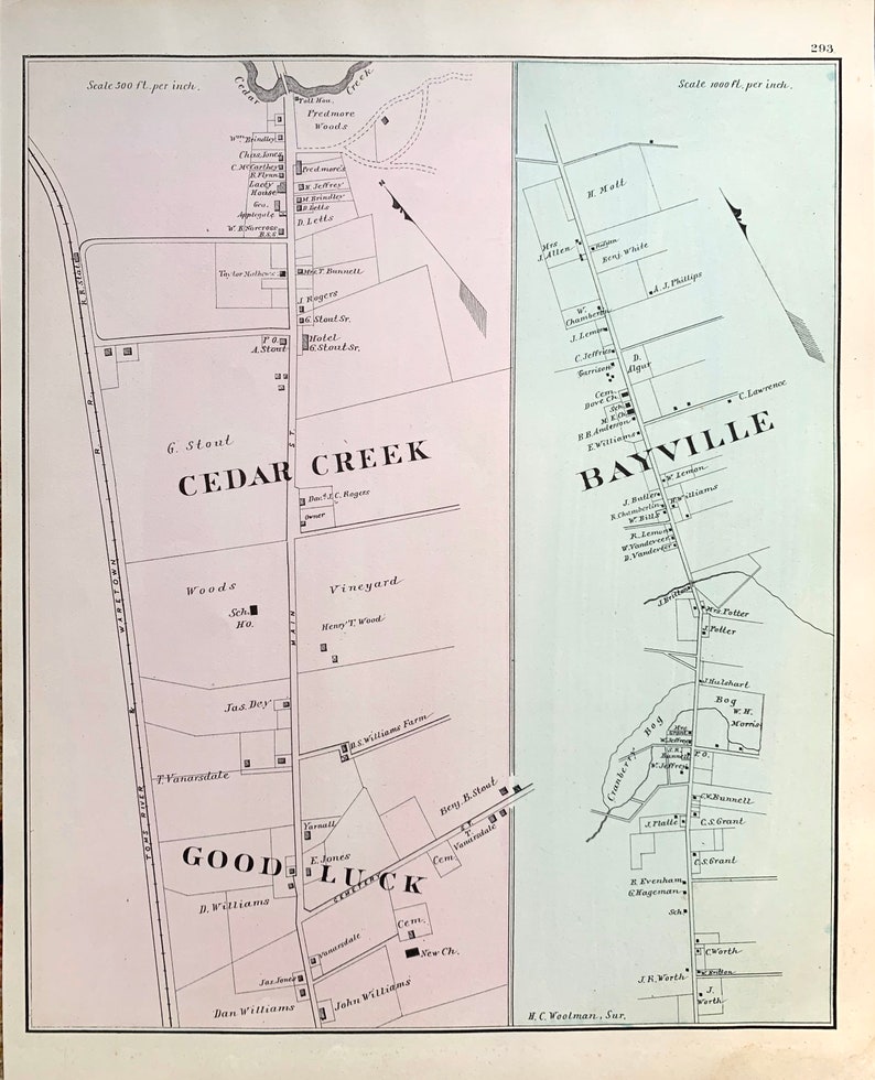 Bayville Map Cedar Creek Map Original 1878 New Jersey Shore - Etsy 
