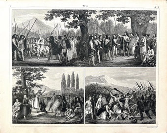 Germanic Tribes, Original 1857 Iconographic Encyclopedia, Military Sciences, Oracle, ancient War