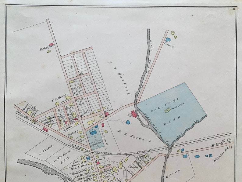 Antique Chalfont Map Original 1886 North Pennsylvania Etsy