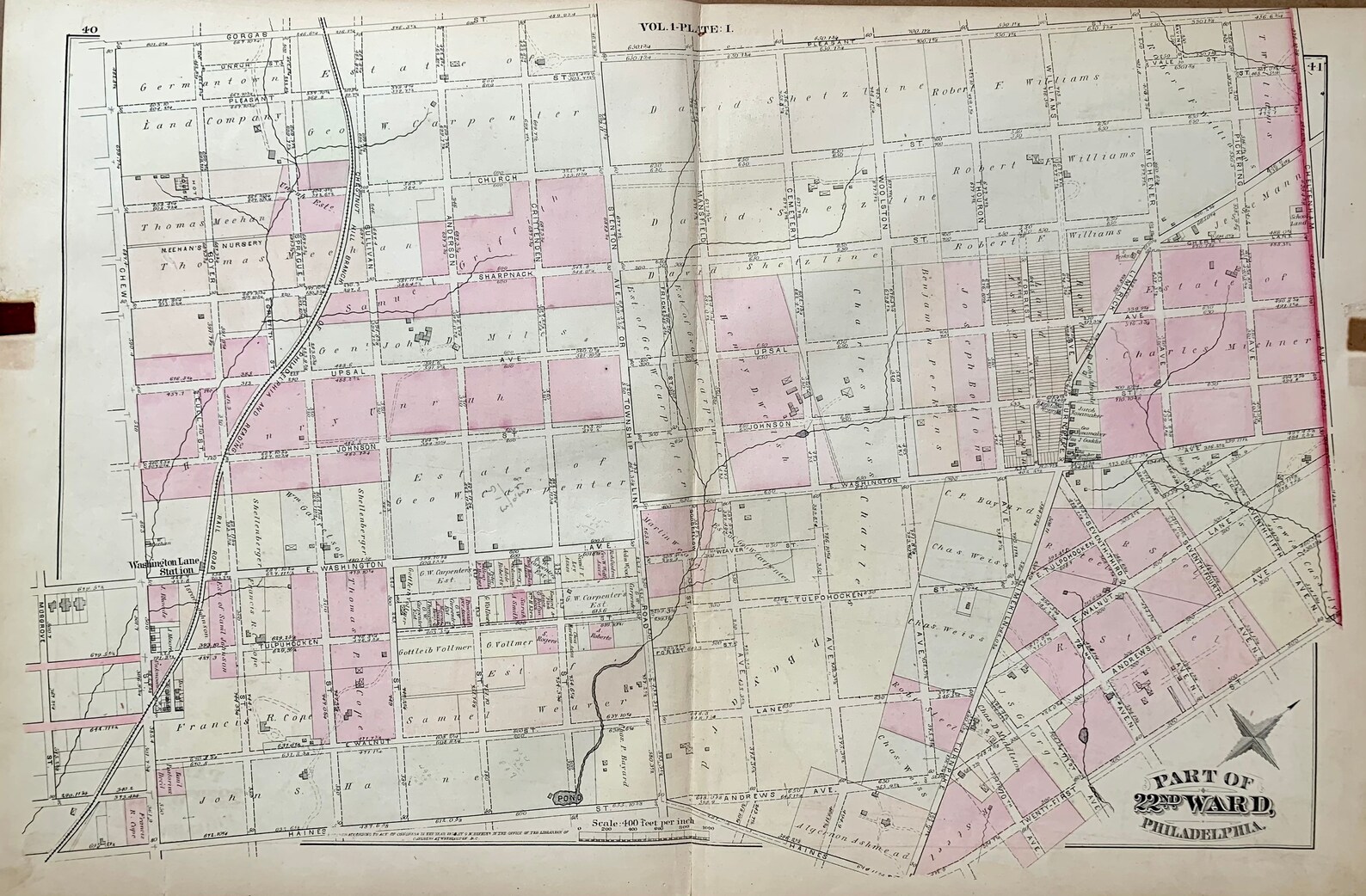 East Mount Airy Map Original 1878 Philadelphia Ward 22 Etsy
