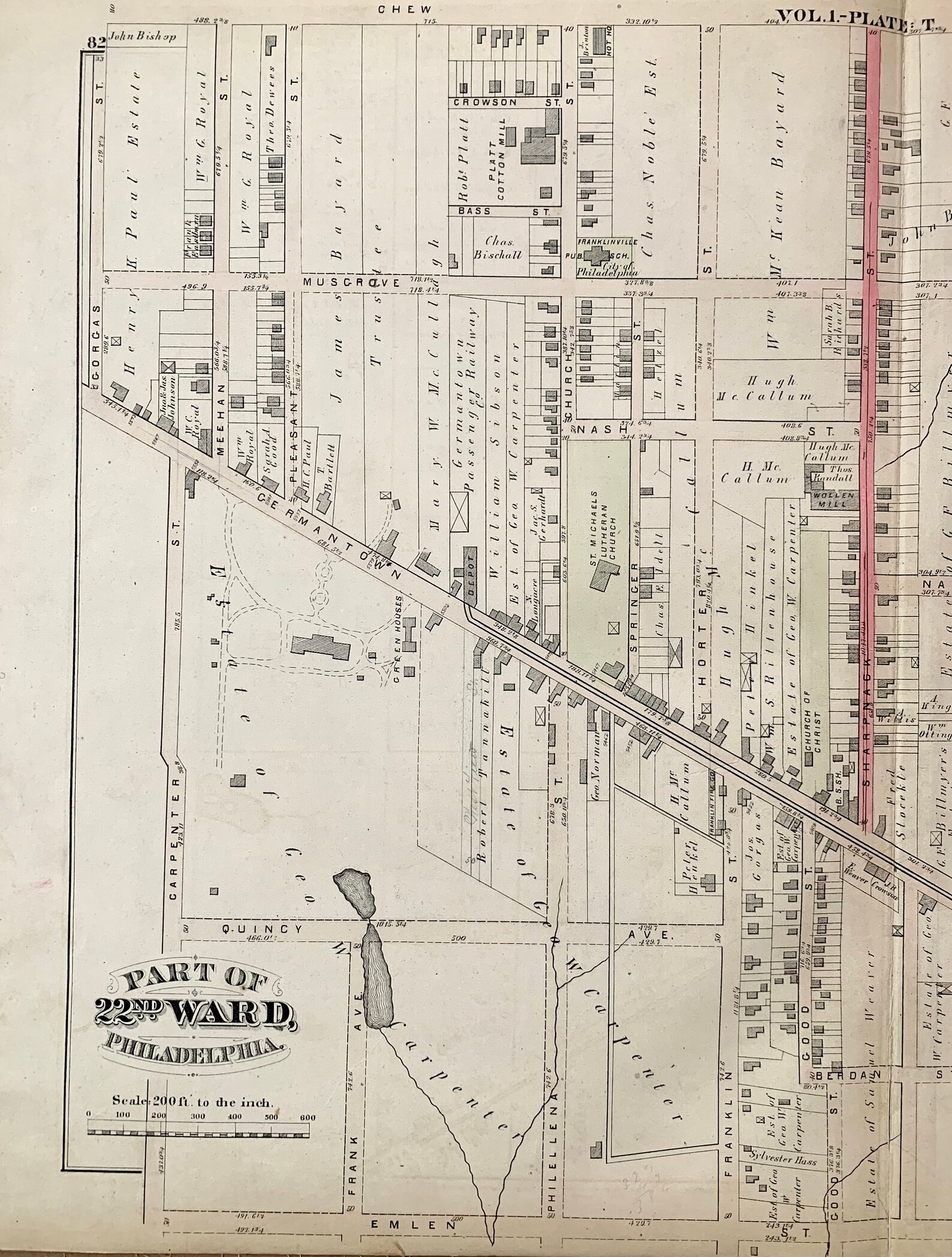 Mount Airy Map Original 1878 Philadelphia 22nd Ward Atlas - Etsy
