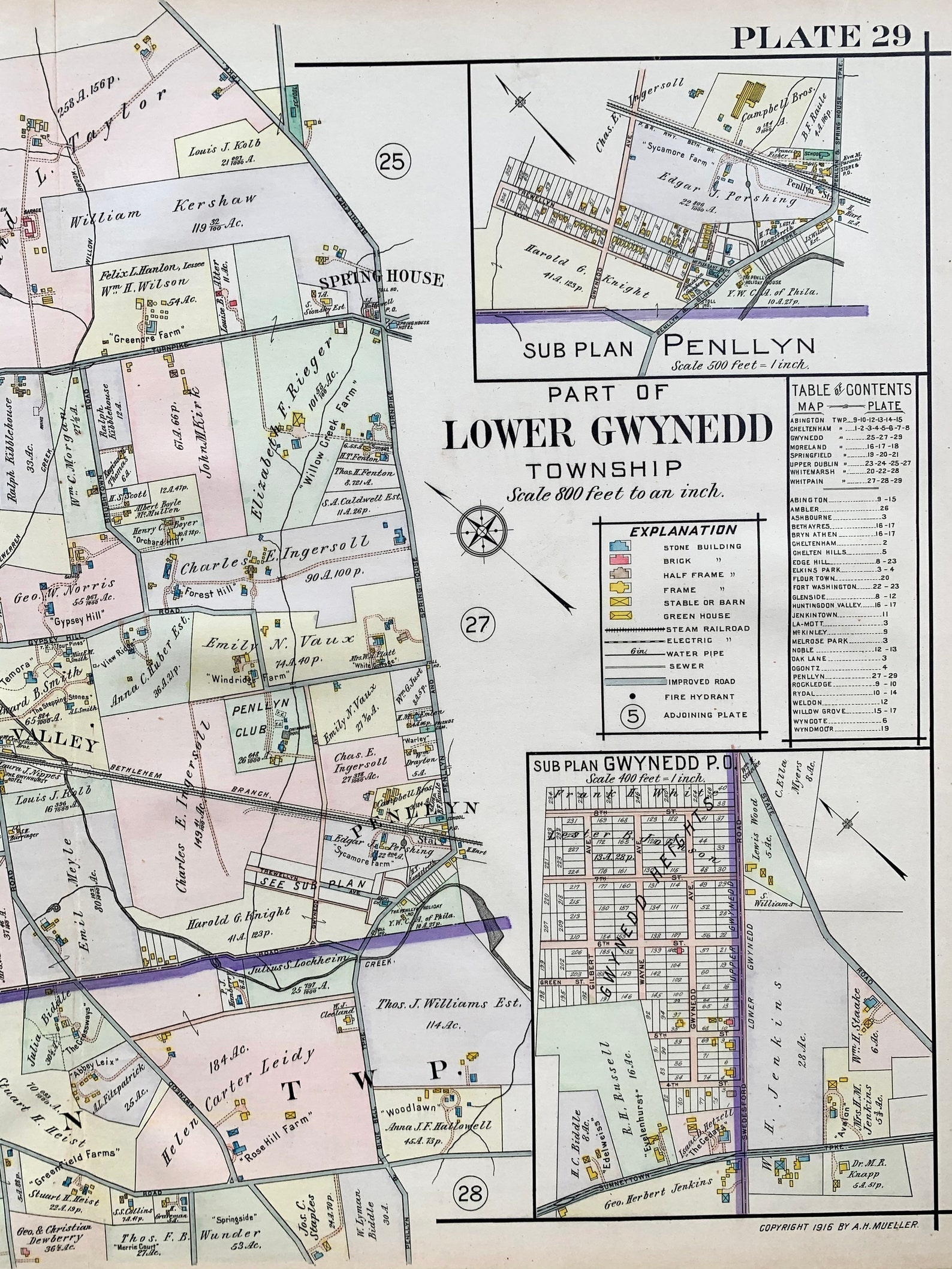 Lower Gwynedd Map Upper Gwynedd Original 1916 North Penn Etsy