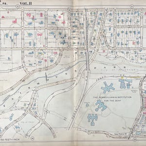Chestnut Hill map, Original 1955 Philadelphia Atlas, Allen Lane, mount Airy