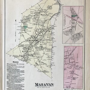 Matawan map, Original 1873 Monmouth County Atlas, Cliffwood beach, Matavan