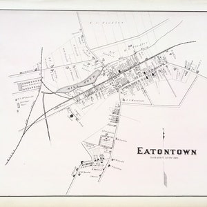 Eatontown Map, original 1878 New Jersey Shore Atlas, Monmouth County
