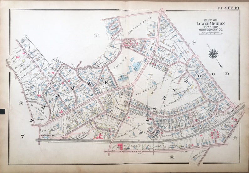 Ardmore Map, Original 1926 Mainline Atlas, Wynnewood, Lower Merion Township Etsy