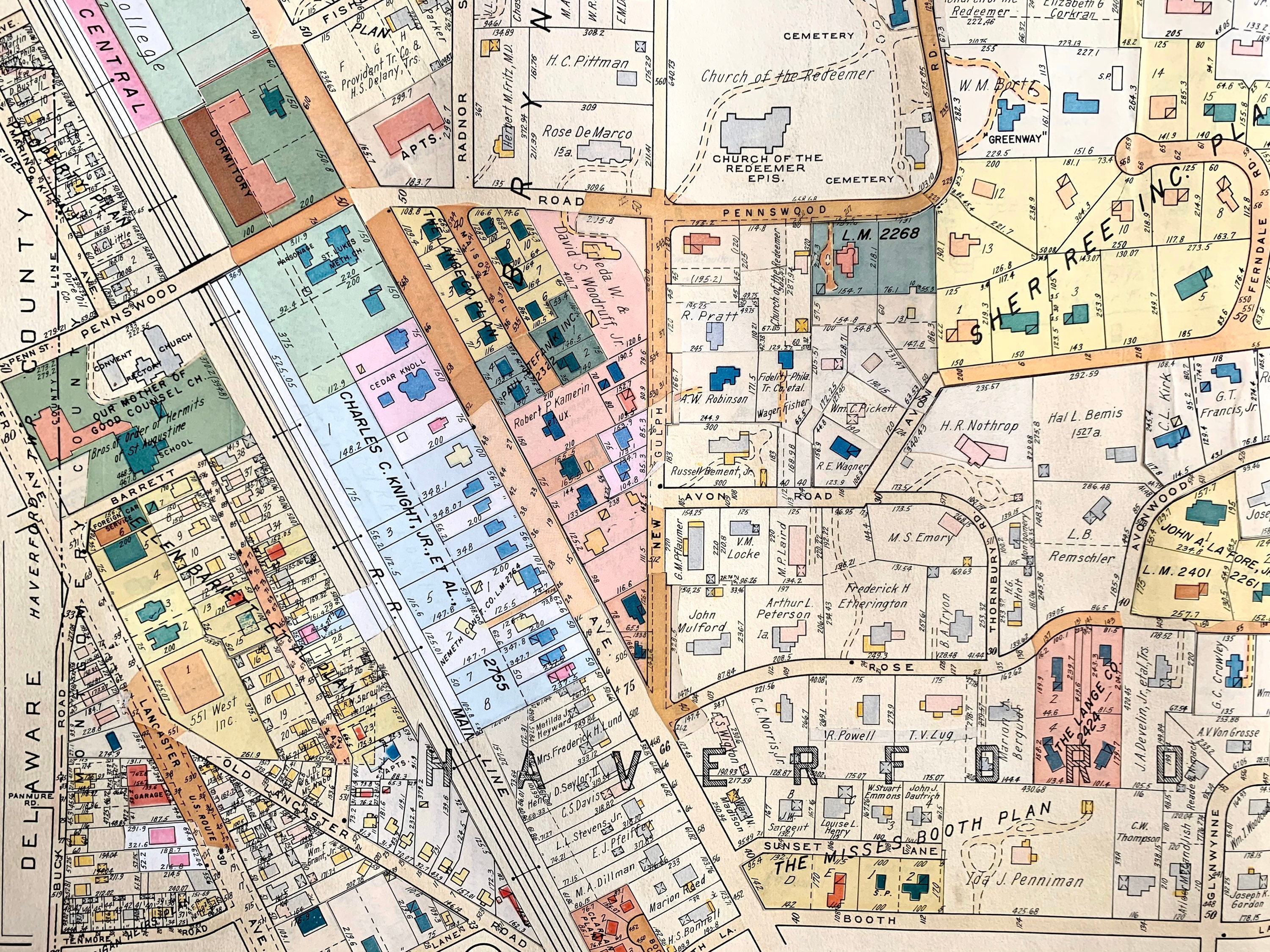 Bryn Mawr Map Original 1961 Main Line Pennsylvania Railroad Etsy