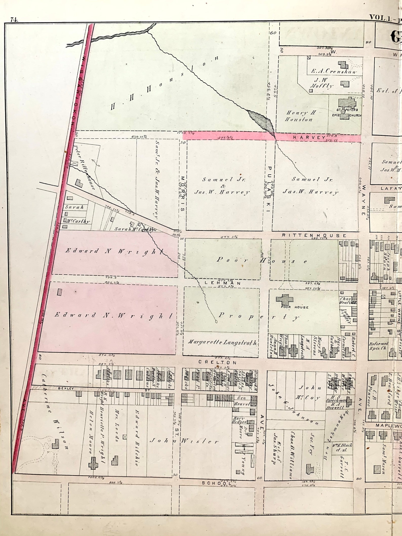 Germantown Map Original 1878 Philadelphia 22nd Ward Atlas Etsy