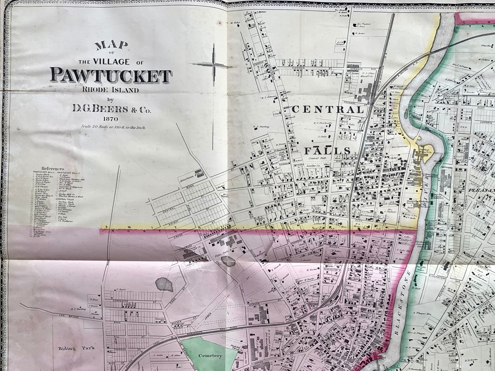 Pawtucket Map Original 1870 Rhode Island Atlas Map Etsy