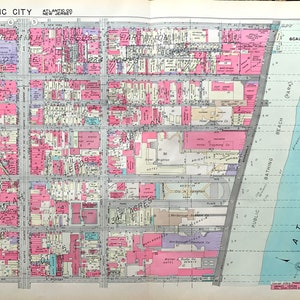 Atlantic City Map, Original 1938 Absecon Island Atlas, Ballys Casino, Monopoly
