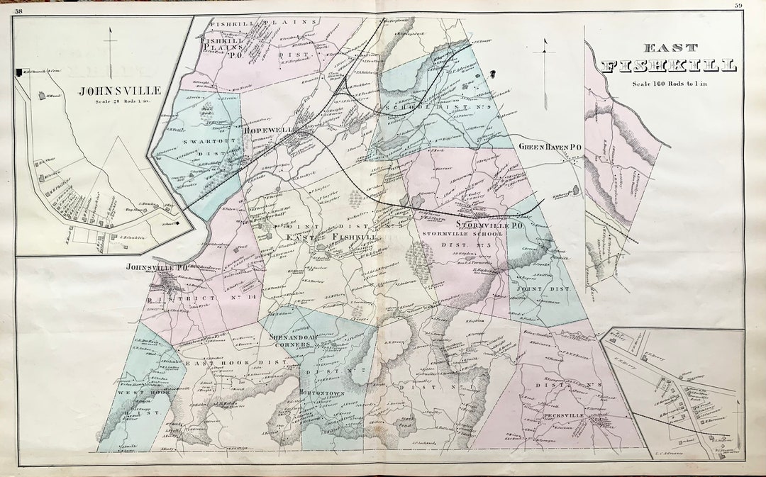 East Fishkill Map Original 1876 Dutchess County Atlas Etsy