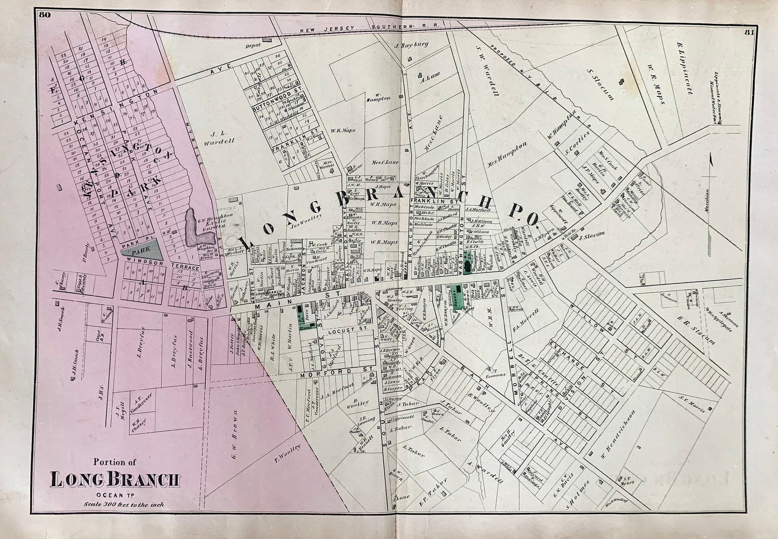 Long Branch New Jersey Map Original 1873 Monmouth County Etsy UK