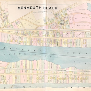 Monmouth Beach map, Original 1889 Monmouth County atlas, Galilee, Jersey Shore