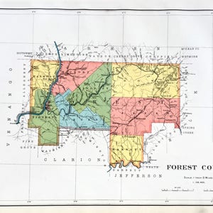 Original 1900 Atlas map of Forest County from the State of Pennsylvania Census Atlas