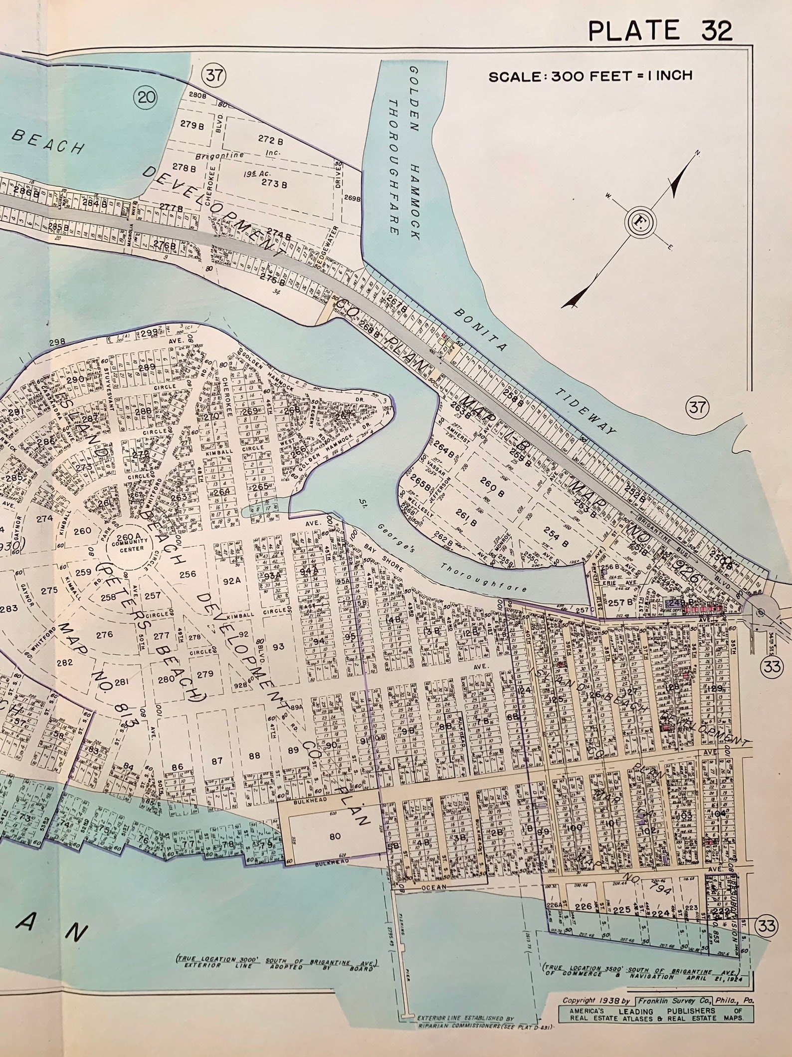 Brigantine Map Original 1938 Absecon Island Atlas the Cove - Etsy