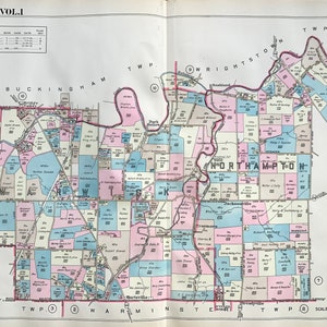 Northampton Township map, Original 1948 Bucks County Atlas, Warwick Township, Jamison