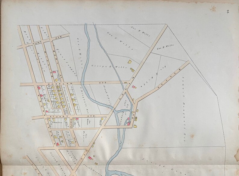 Downingtown Map, Original 1883 Chester County Pennsylvania Farm Atlas