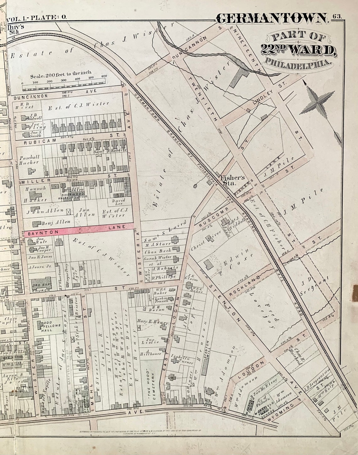 Germantown Map Original 1878 Philadelphia 22nd Ward Atlas - Etsy