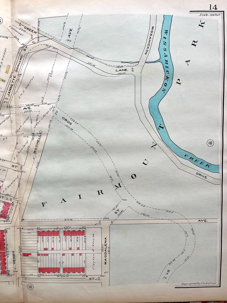 Manayunk Map Manayunk Map, Original 1929 Ward 21 Philadelphia Atlas, Roxborough ...