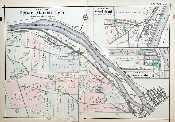Upper Merion Township Map Upper Merion Township Map Original 1912 Main Line | Etsy