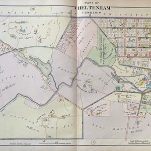 Cheltenham Map, Original 1909 Montgomery County atlas, Cheltenham station, Conklin swimming pool