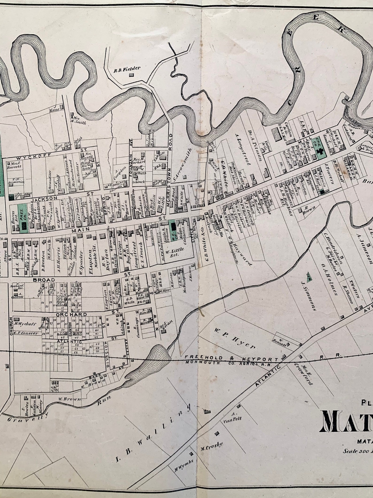 Matawan New Jersey Map Original 1873 Monmouth County Atlas Etsy