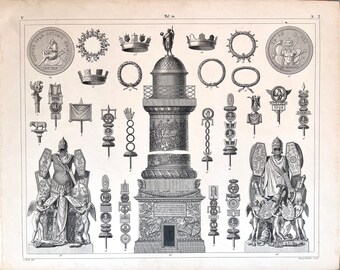 Ancient Rome, Original 1857 Iconographic Encyclopedia, Military Sciences, Roman Army, Trappings
