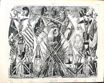 Arms or Weapons, Original 1857 Iconographic Encyclopedia, Military Sciences, 19th century  armament