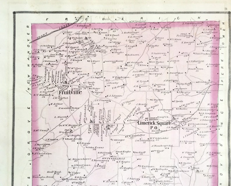 Limerick Township Montgomery County Pennsylvania 1877 Atlas Etsy