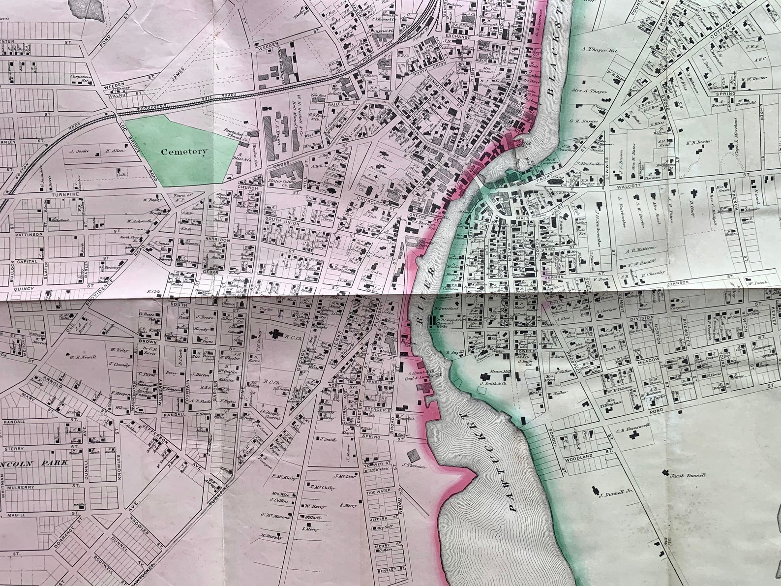 Pawtucket Map Original 1870 Rhode Island Atlas Map Etsy
