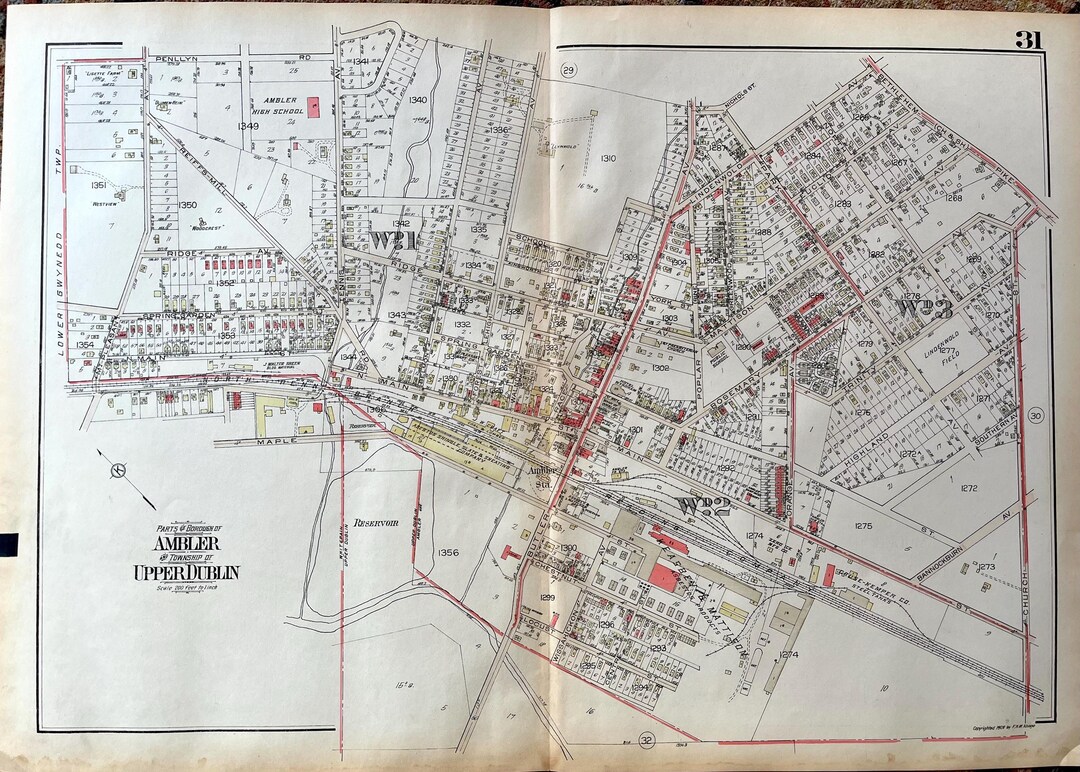 Ambler Map, Original 1926 Montgomery County Atlas, Upper Dublin - Etsy