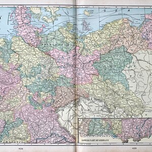 Germany Map, Original 1895 Crams Atlas, Prussia, Berlin, Antique German Map